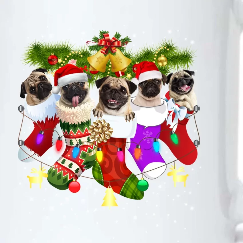 Santa Pugs In Christmas Socks Funny Xmas Dog Lover Pug Mom Gift Black Color Changing Mug