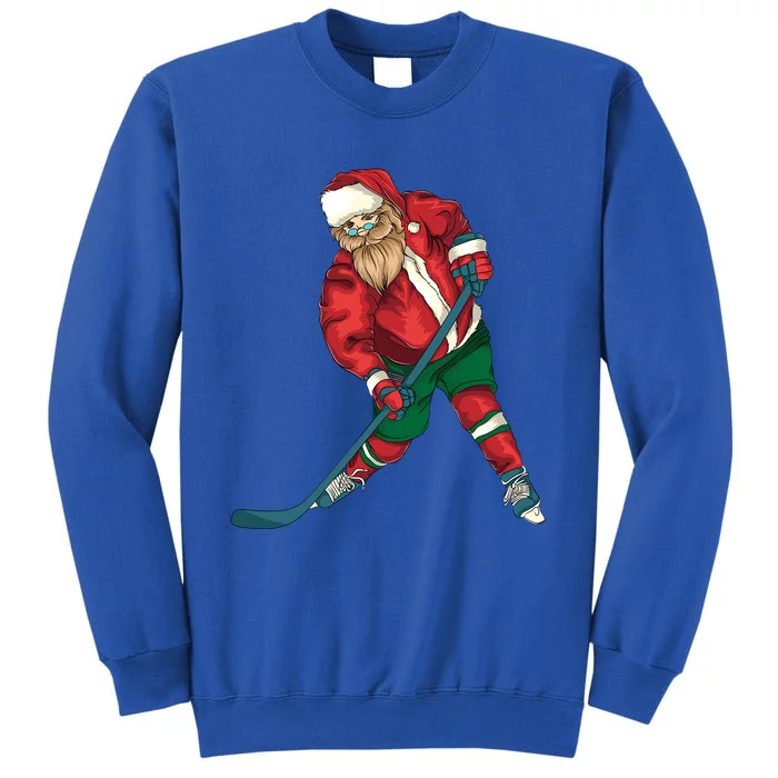 Santa Playing Ice Hockey Cool Christmas Funny Gift Tall Sweatshirt