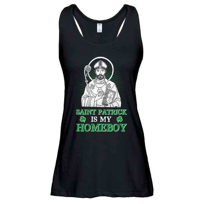 Saint Patrick Is My Homeboy Funny Shamrock St. Patrick's Day Ladies Essential Flowy Tank