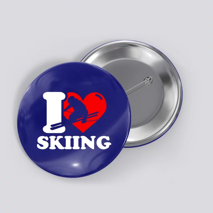 Ski Presents I Love Skiing T Funny Ski Lover Gift Button