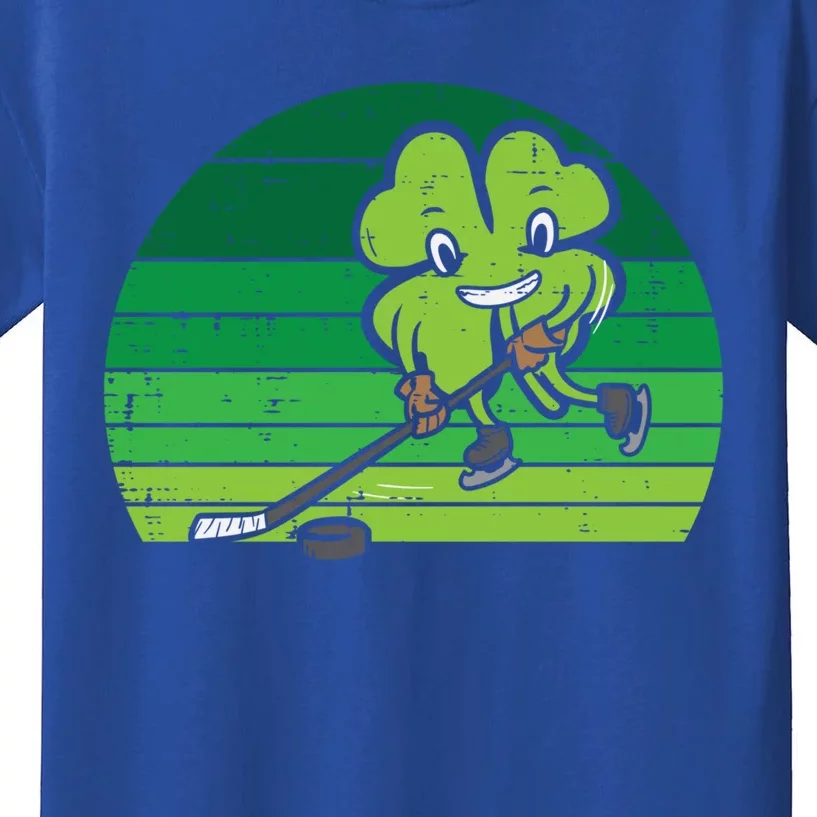 Shamrock Playing Ice Hockey St Patricks Day Gift Kids T-Shirt