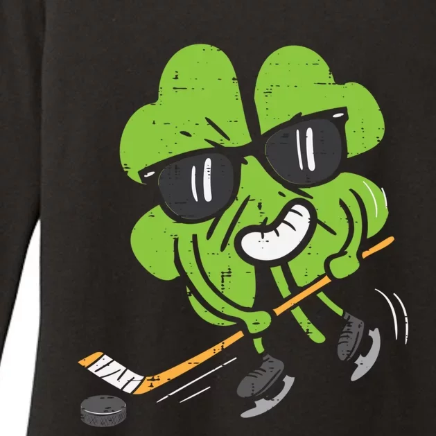 Shamrock Playing Ice Hockey St Patricks Day Cute Gift Womens CVC Long Sleeve Shirt