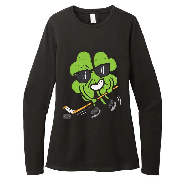 Shamrock Playing Ice Hockey St Patricks Day Cute Gift Womens CVC Long Sleeve Shirt