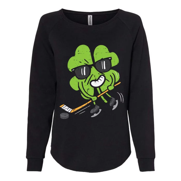 Shamrock Playing Ice Hockey St Patricks Day Cute Gift Womens California Wash Sweatshirt