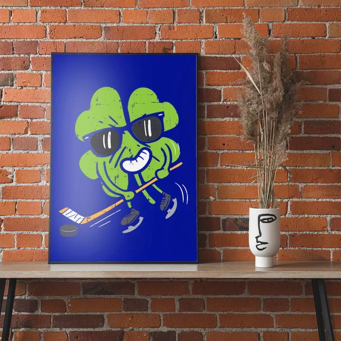 Shamrock Playing Ice Hockey St Patricks Day Cute Gift Poster