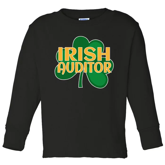 St. Patrick's Irish Auditor Shamrock Clover Toddler Long Sleeve Shirt