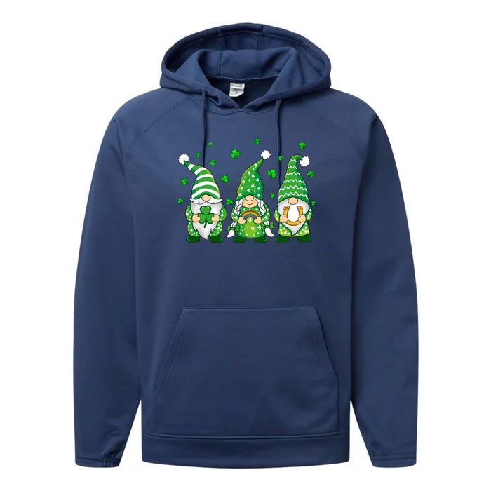 St Pattys Irish Shamrock Lucky St Patricks Day Gnome Performance Fleece Hoodie