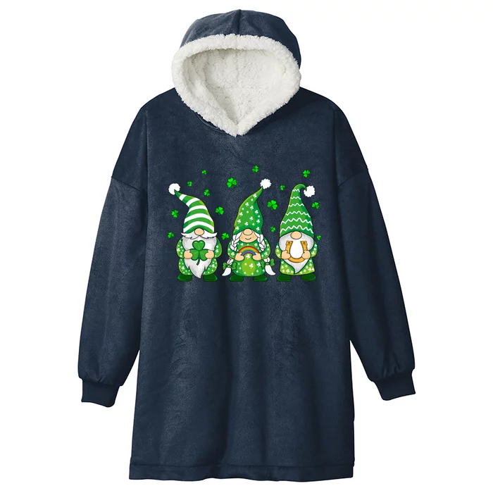 St Pattys Irish Shamrock Lucky St Patricks Day Gnome Hooded Wearable Blanket