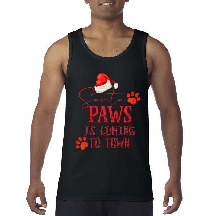 Santa Paws Is Coming To Town Christmas Tank Top