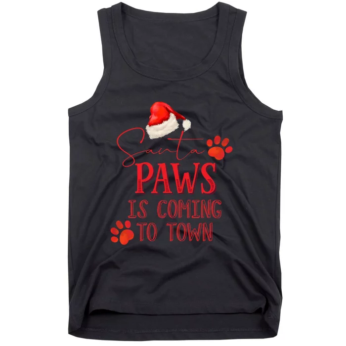 Santa Paws Is Coming To Town Christmas Tank Top