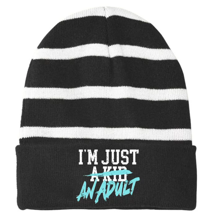 Simple Plan Im Just And Life Is A Nightmare Striped Beanie with Solid Band