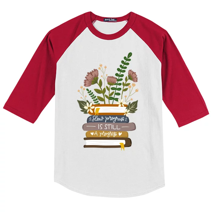 Slow Progress Is Still Progress Book Lover Kids Colorblock Raglan Jersey