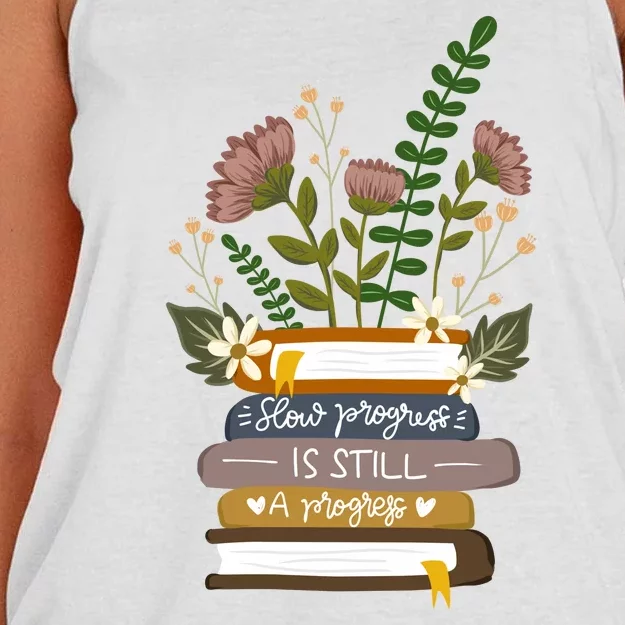 Slow Progress Is Still Progress Book Lover Women's Knotted Racerback Tank