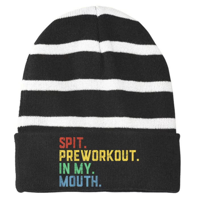 Spit Preworkout In My Mouth Striped Beanie with Solid Band