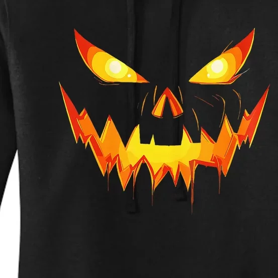 Scary Pumpkin Jack O Lantern Face Halloween Women's Pullover Hoodie