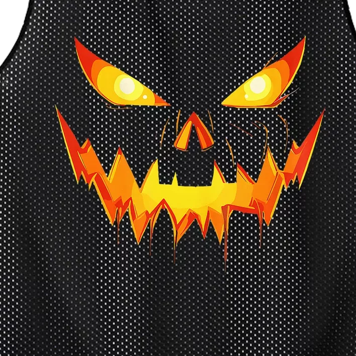 Scary Pumpkin Jack O Lantern Face Halloween Mesh Reversible Basketball Jersey Tank