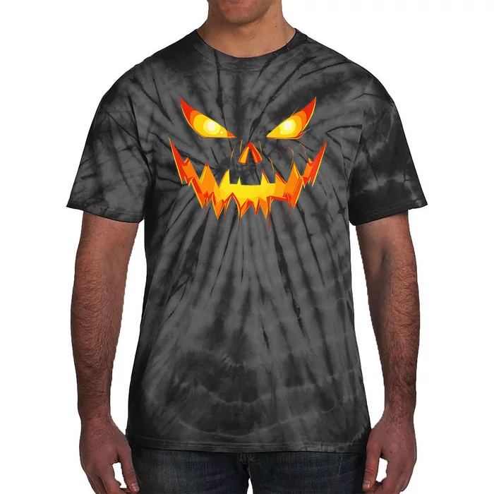 Scary Pumpkin Jack O Lantern Face Halloween Tie-Dye T-Shirt