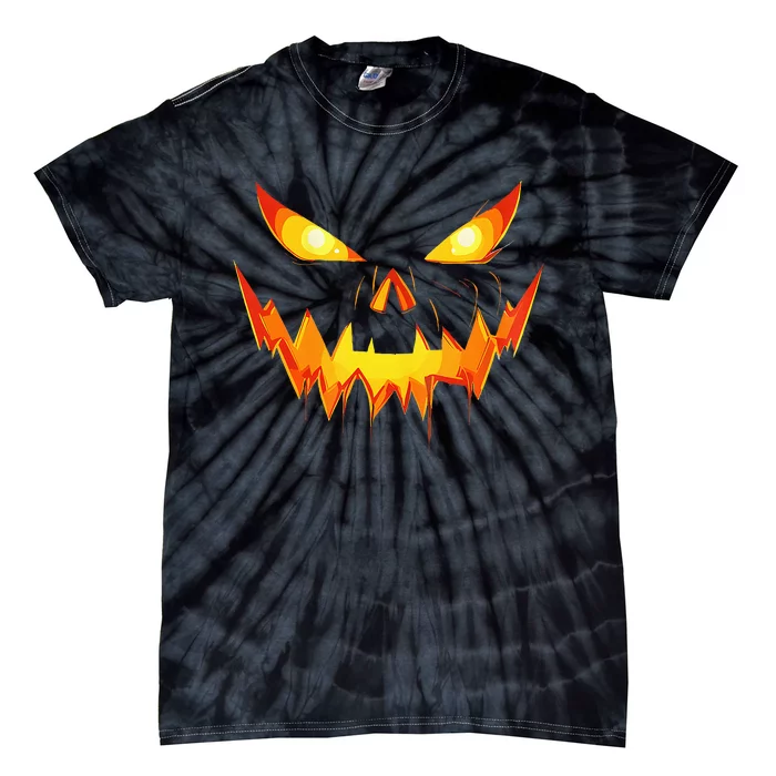 Scary Pumpkin Jack O Lantern Face Halloween Tie-Dye T-Shirt