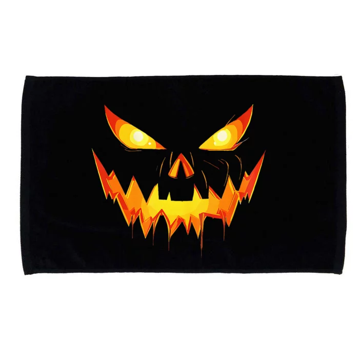 Scary Pumpkin Jack O Lantern Face Halloween Microfiber Hand Towel