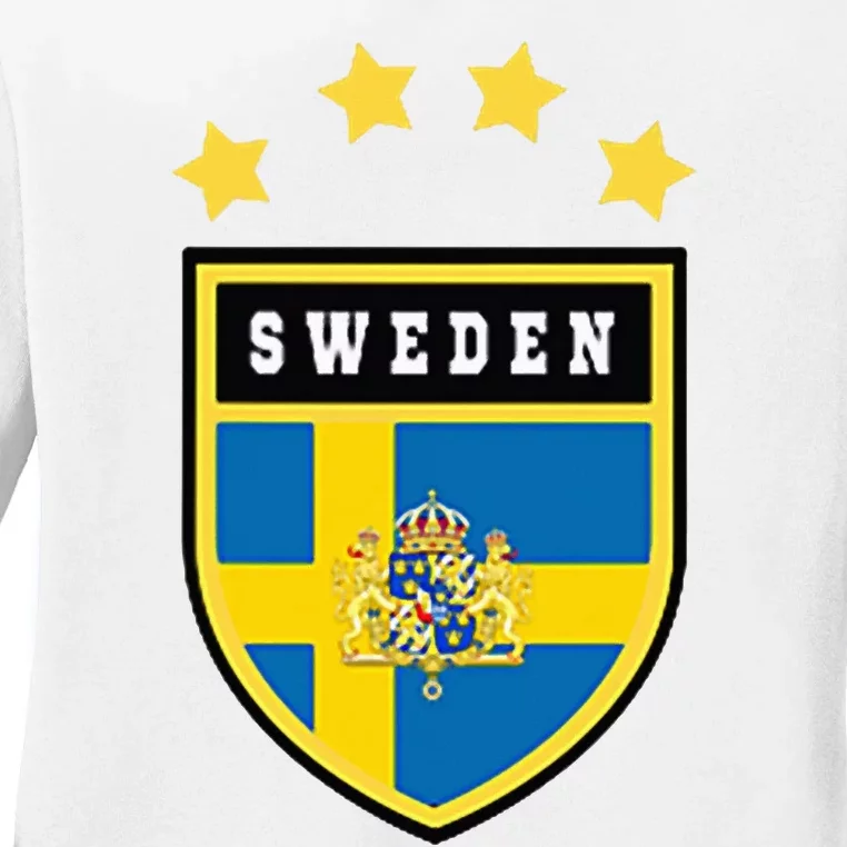 Sweden Pocket Jersey Soccer Flag Football Ladies Long Sleeve Shirt