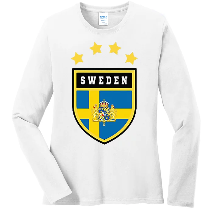 Sweden Pocket Jersey Soccer Flag Football Ladies Long Sleeve Shirt