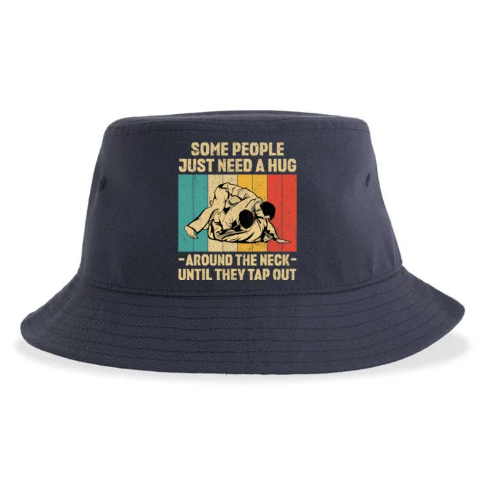 Some People Just Need A Hug Vintage BJJ Brazilian Jiu Jitsu Sustainable Bucket Hat