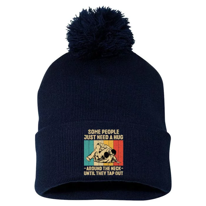 Some People Just Need A Hug Vintage BJJ Brazilian Jiu Jitsu Pom Pom 12in Knit Beanie