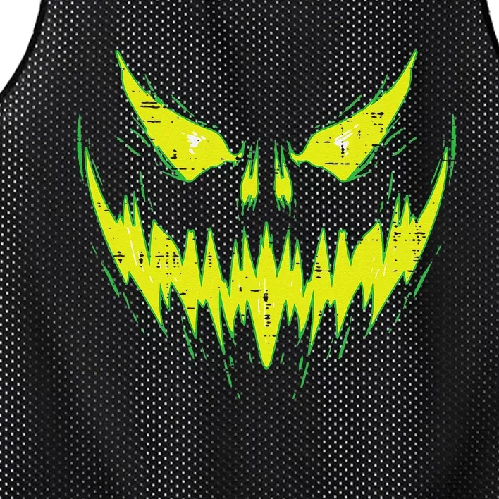 Scary Pumpkin Jack O Lantern Face Halloween Mesh Reversible Basketball Jersey Tank