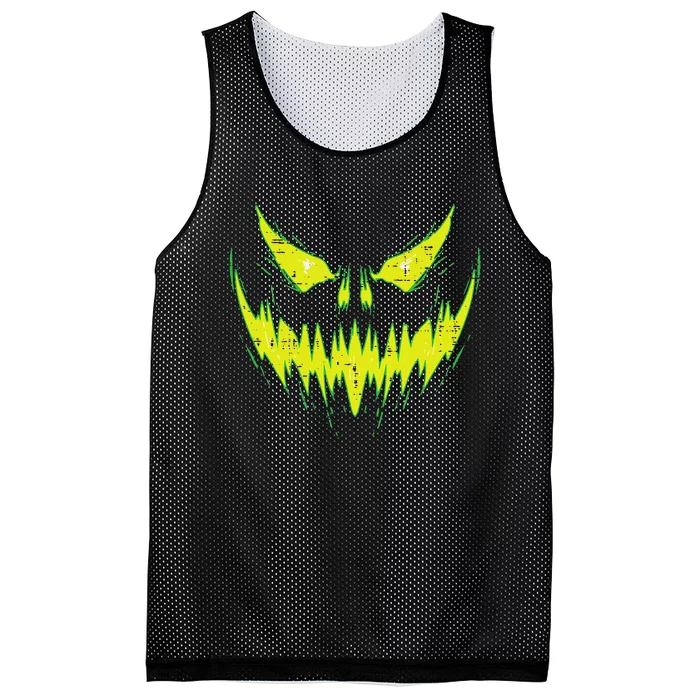 Scary Pumpkin Jack O Lantern Face Halloween Mesh Reversible Basketball Jersey Tank