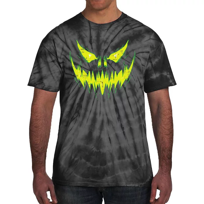 Scary Pumpkin Jack O Lantern Face Halloween Tie-Dye T-Shirt