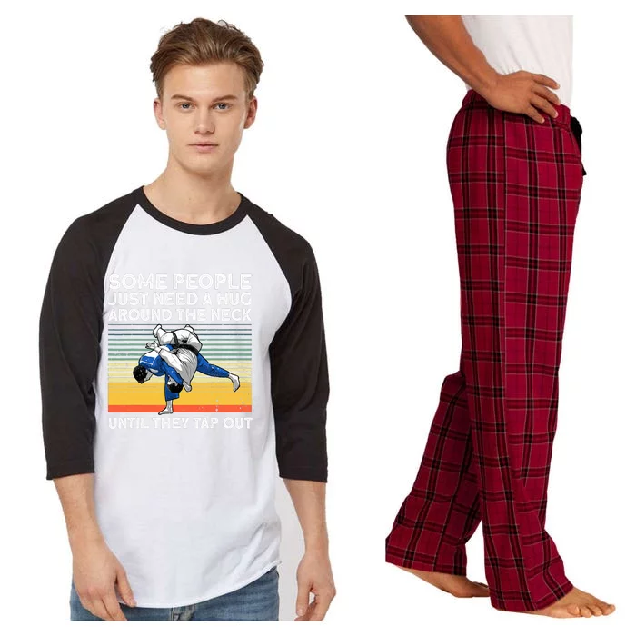 Some People Just Need A Hug Around The Neck Brazilian Jiu Jitsu Vintage Retro Raglan Sleeve Pajama Set