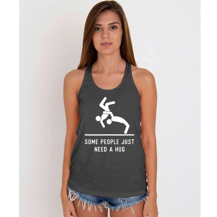 Some People Just Need A Hug Funny Sarcastic Stick Figure Women's Knotted Racerback Tank