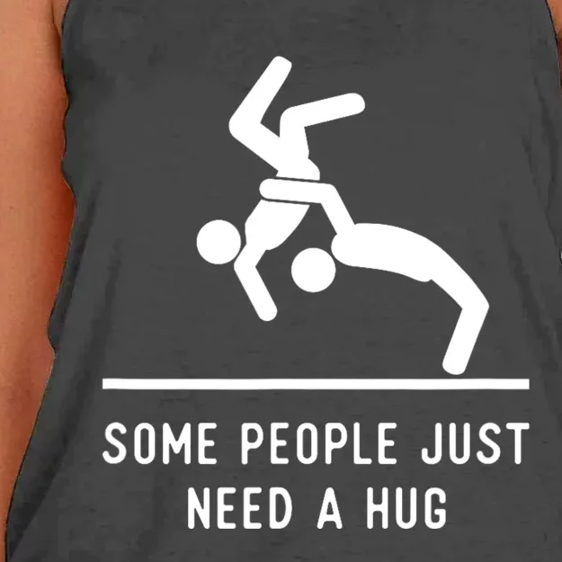 Some People Just Need A Hug Funny Sarcastic Stick Figure Women's Knotted Racerback Tank