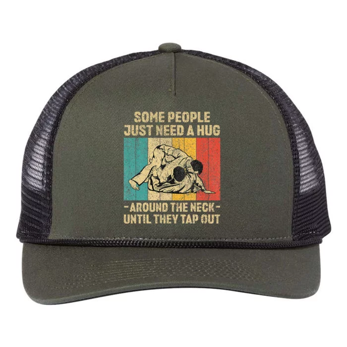 Some People Just Need A Hug Vintage BJJ Brazilian Jiu Jitsu Retro Rope Trucker Hat Cap