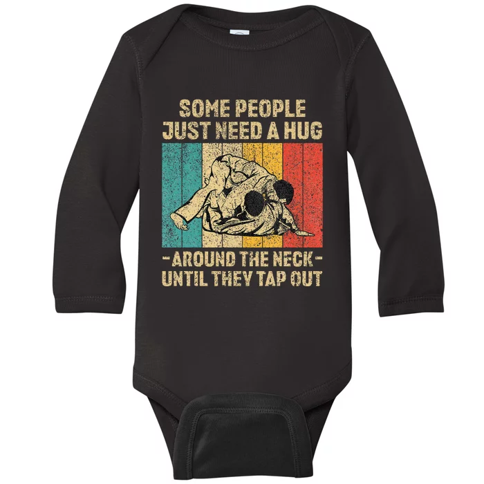 Some People Just Need A Hug Vintage BJJ Brazilian Jiu Jitsu Baby Long Sleeve Bodysuit