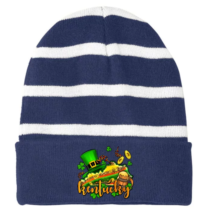 St. Patrick's Kentucky Map Striped Beanie with Solid Band