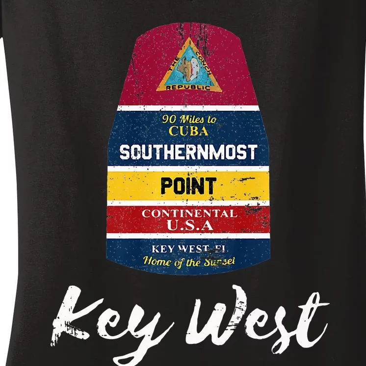 Southernmost Point Key West Florida Keys Souvenir Women's V-Neck T-Shirt