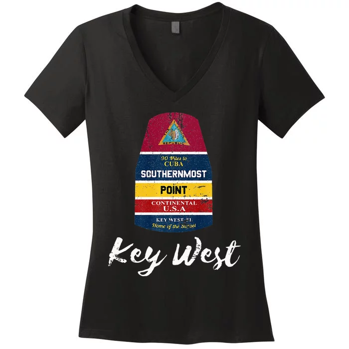 Southernmost Point Key West Florida Keys Souvenir Women's V-Neck T-Shirt