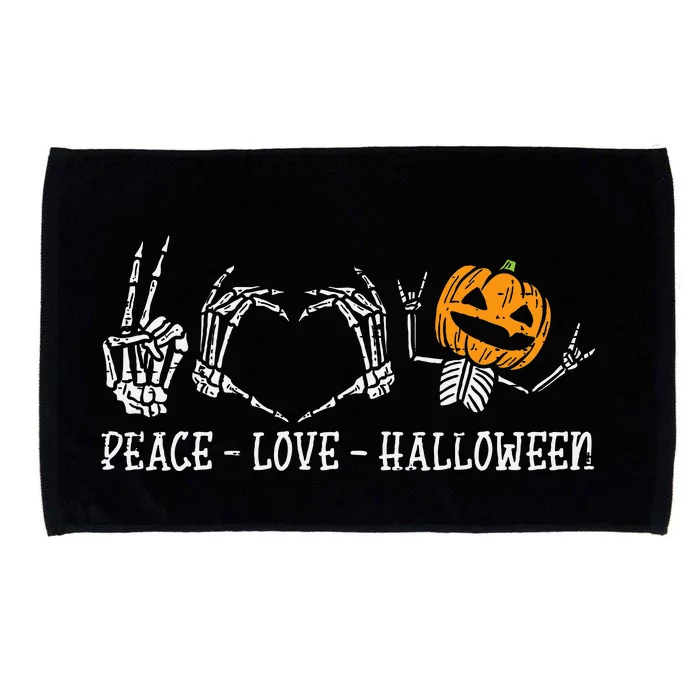 Skeleton Peace Love Pumpkin Funny Halloween Microfiber Hand Towel