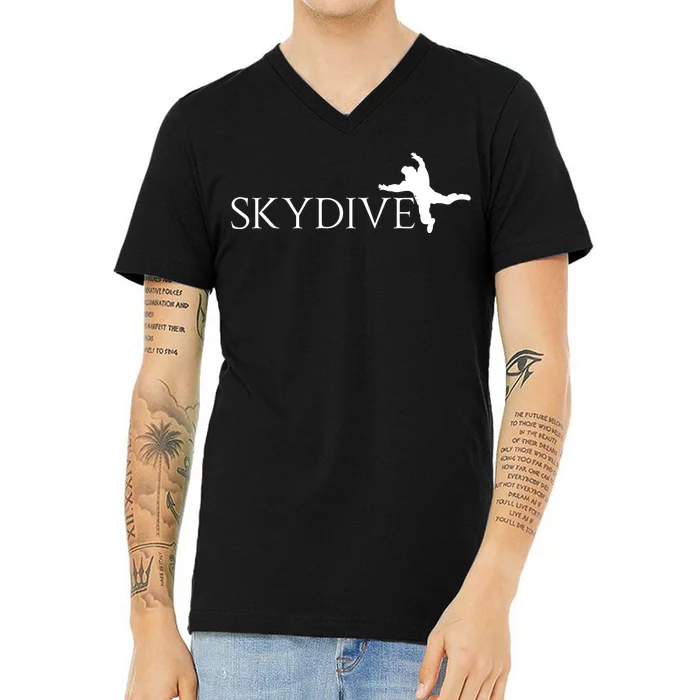 Skydive Parachuting Logo V-Neck T-Shirt