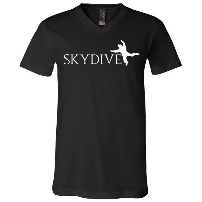 Skydive Parachuting Logo V-Neck T-Shirt