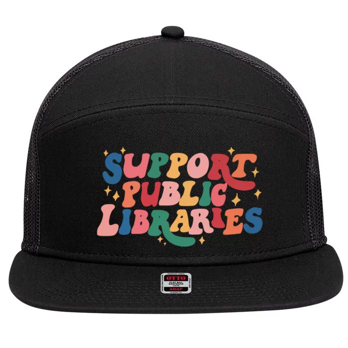 Support Public Libraries 4th Of July 7 Panel Mesh Trucker Snapback Hat