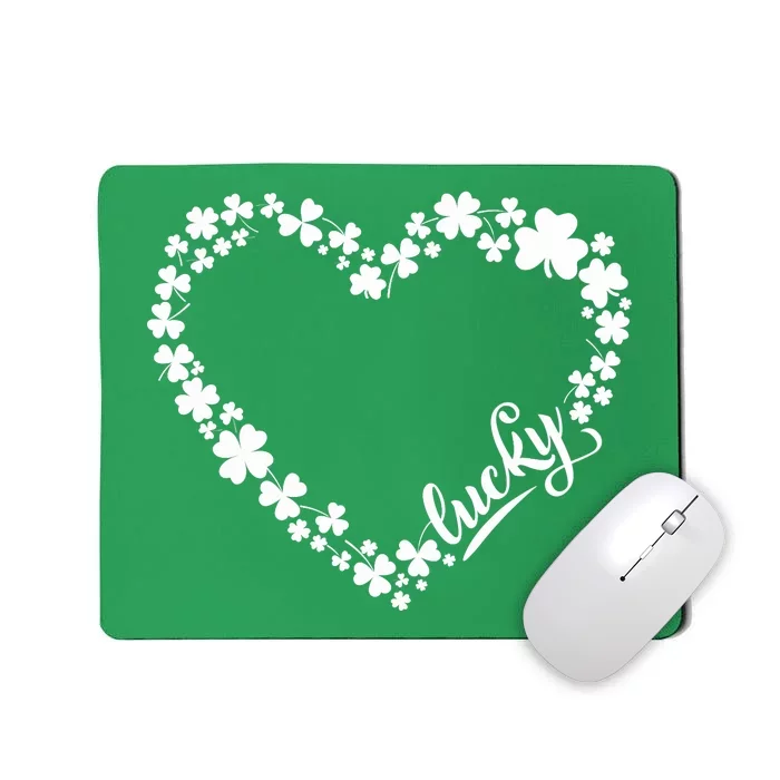 St. Patrick Lucky Clover Heart Shamrock Lucky Mousepad