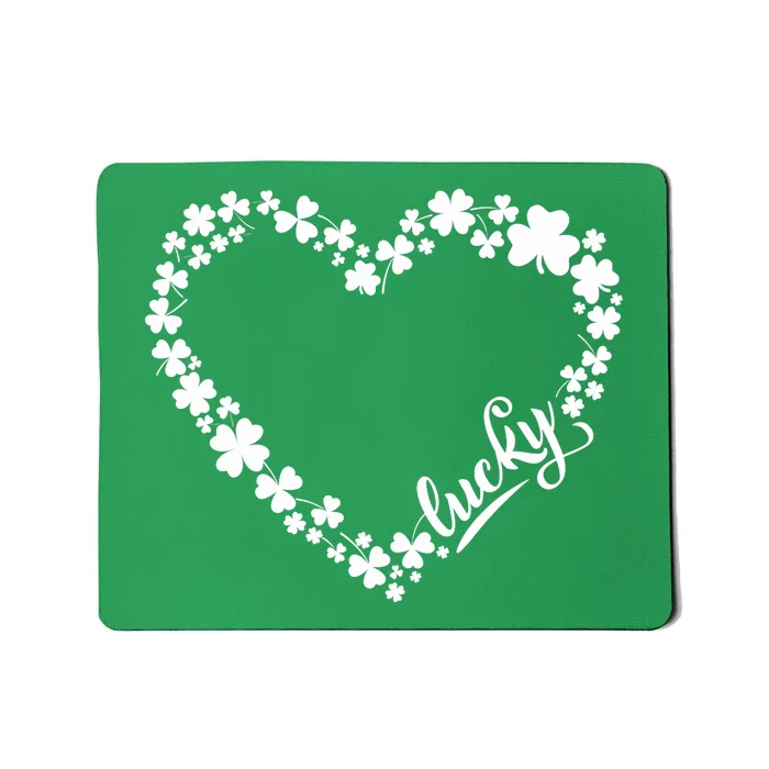 St. Patrick Lucky Clover Heart Shamrock Lucky Mousepad