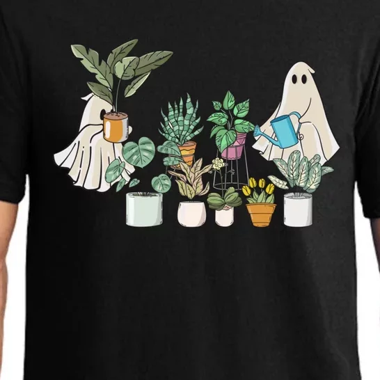 Spooky Plant Lady Halloween Ghost Garden Watering Flowers Pajama Set