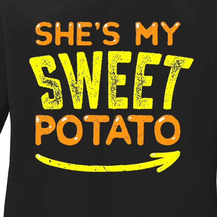 Sweet Potato Love Thanksgiving Couple's Matching Outfits Ladies Long Sleeve Shirt