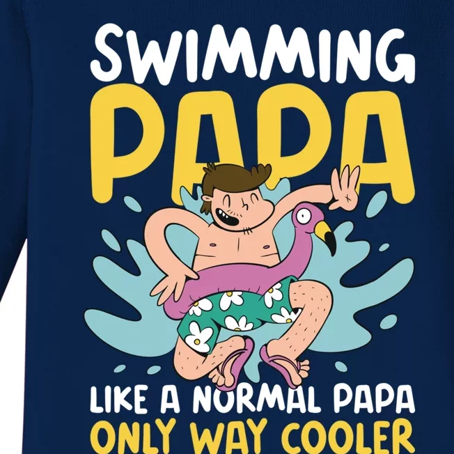 Swimming Papa Like A Normal Papa But Cooler For Father's Day Gift Baby Long Sleeve Bodysuit