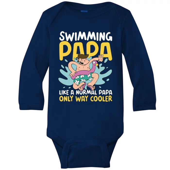 Swimming Papa Like A Normal Papa But Cooler For Father's Day Gift Baby Long Sleeve Bodysuit