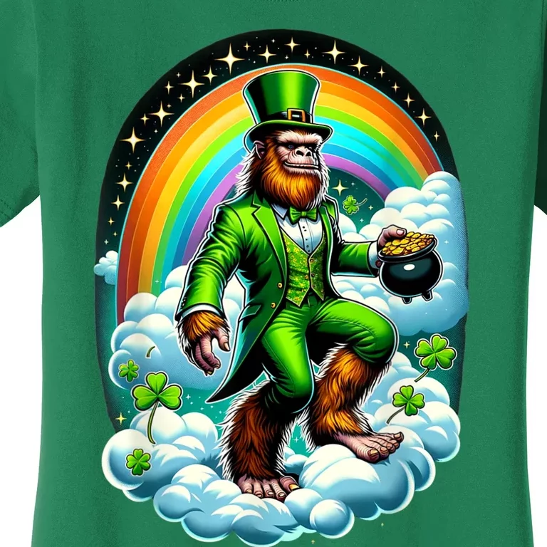 St Paddy Lucky St PatrickS Day Bigfoot Women's T-Shirt