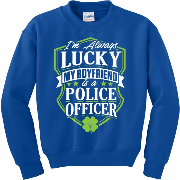 St Patricks Lucky To Be Dating Police Office Design Gift Kids Sweatshirt